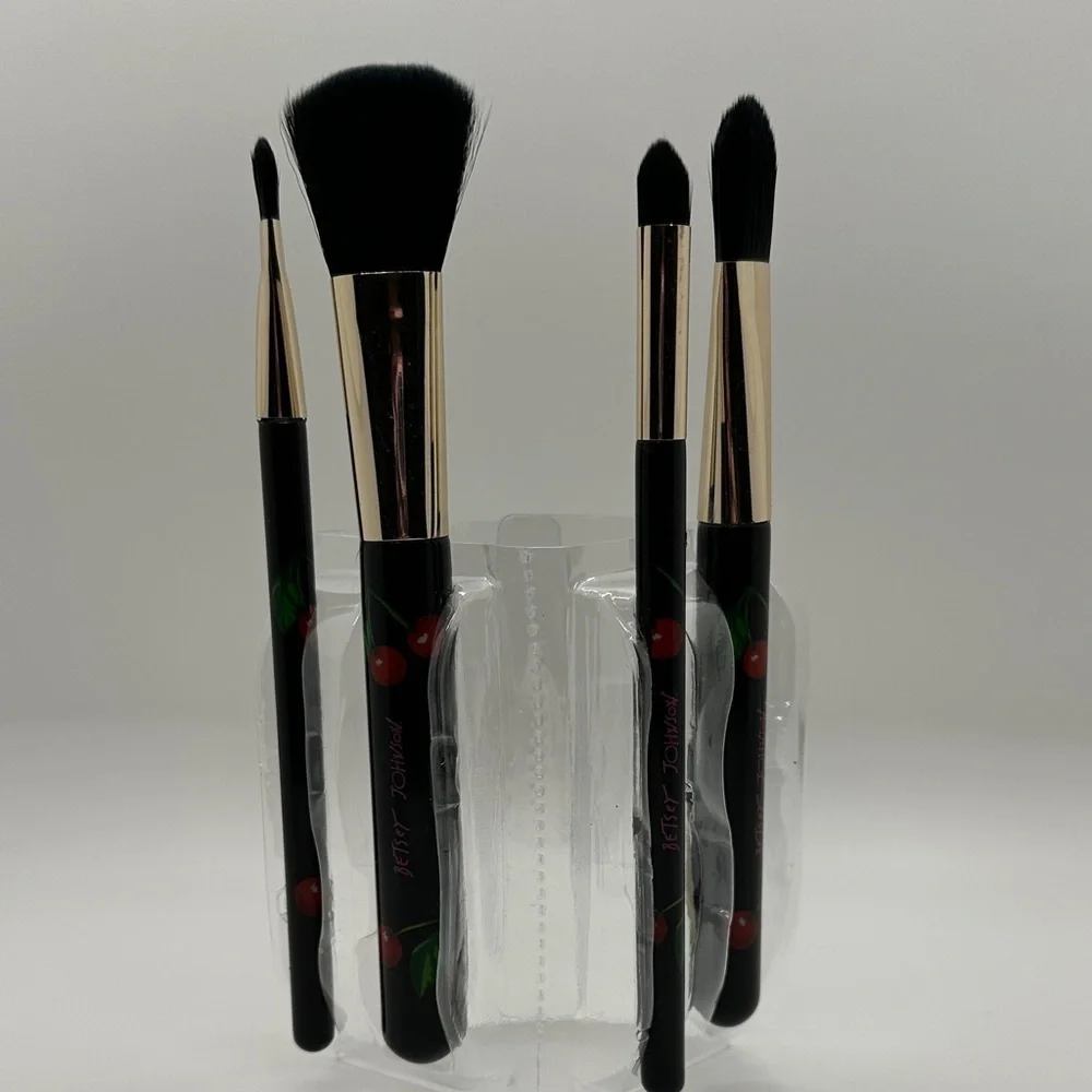 Betsey Johnson Cherry Cosmetic Brush Set - Pink and Black